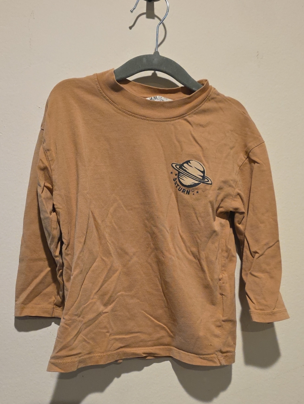 Kids Long Sleeve Saturn Graphic Tee - Tan 3-4 Years H&m 100% Cotton